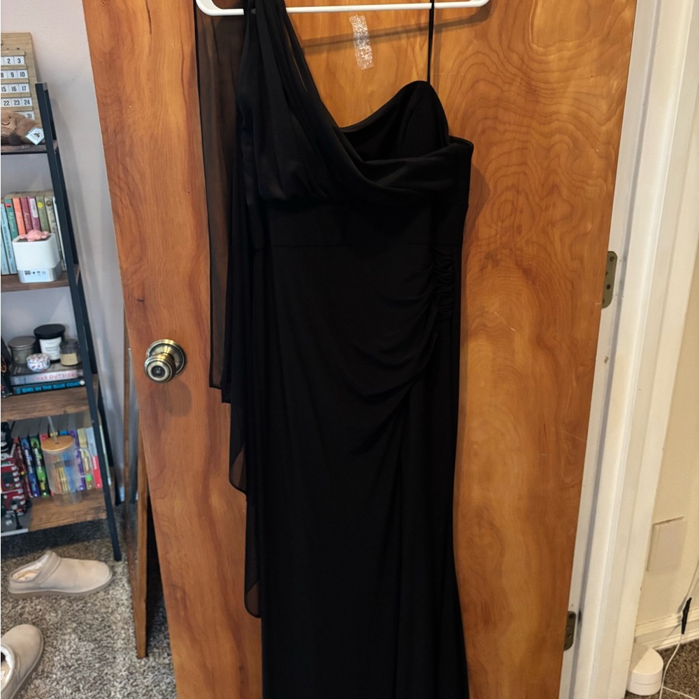 R & M Richards Black One-Shoulder Dress